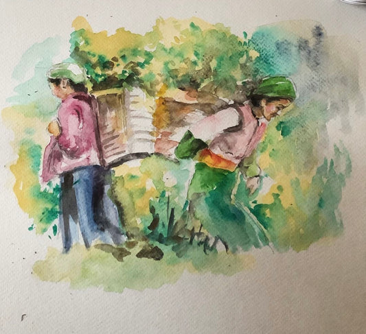 Voyage dans la campagne vietnamienne aquarelle sur papier 300gr format 24/32