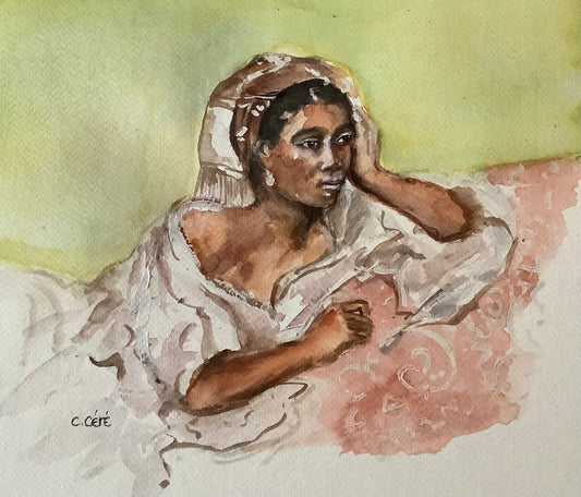 Maria la Martiniquaise inspirée d’une photo de Nadar papier aquarelle 23/29